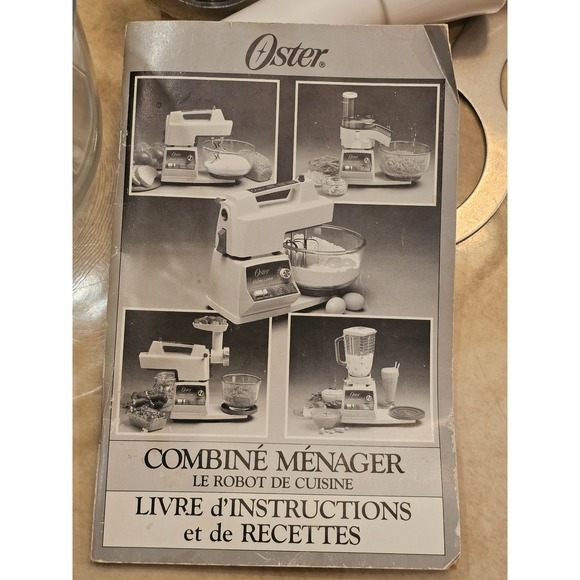 Oster Kitchen Center Sunbeam Mixer Meat Grinder Attachment 2 Glass Bowls Manual - Picture 5 of 11